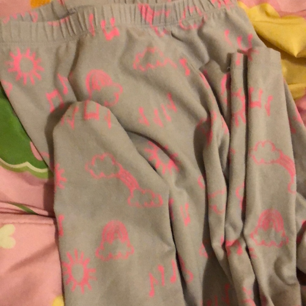 Gray pants with pink prints